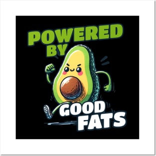 Powered by Good Fats Running Sport Avocado Posters and Art